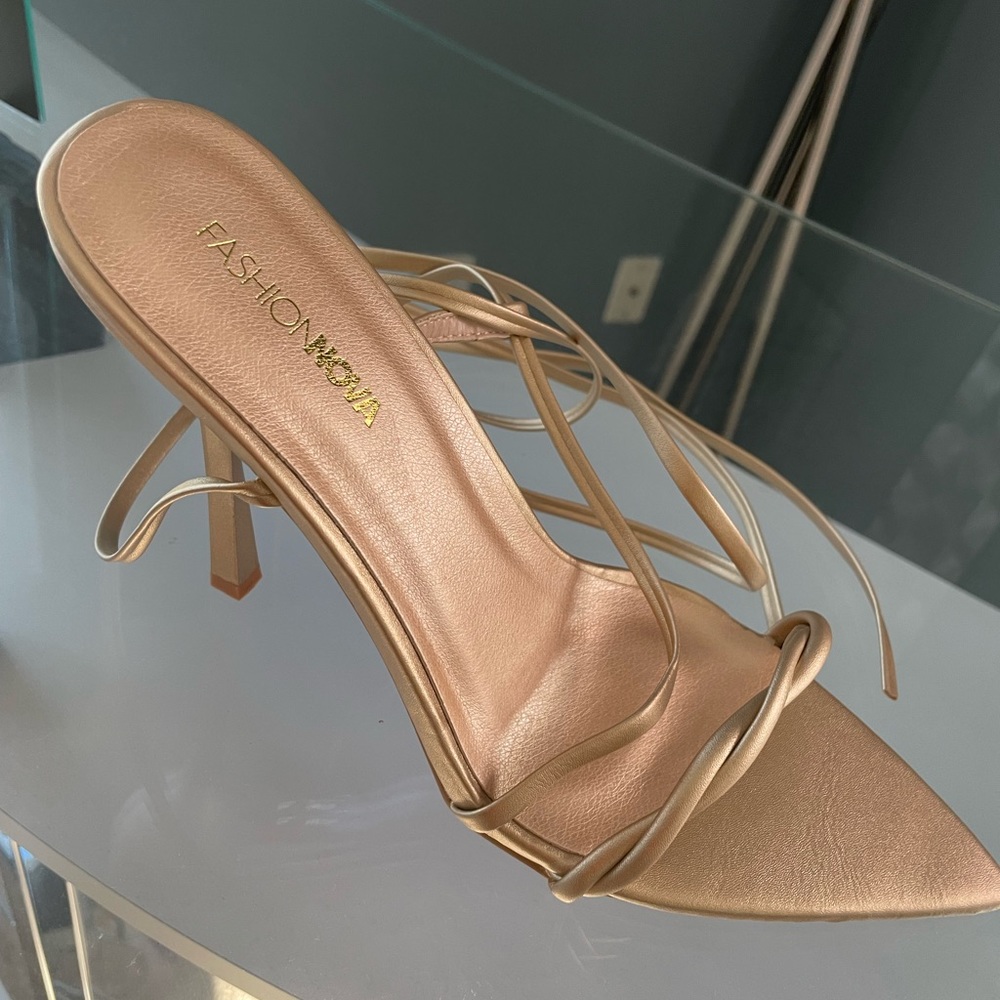 Gold strappy sandals